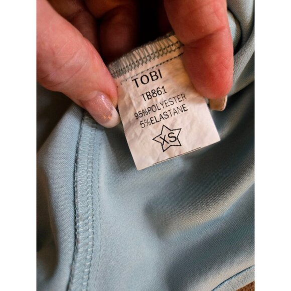 Tobi Light Blue Skater Skirt XS With Button Front & Pockets  Y2K - Picture 4 of 4